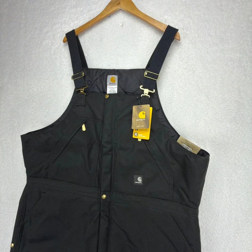Carhartt Yukon Zip-To-Waist Biberalls Mens 44x30 R33 BLK Black NWT Bibs Overalls